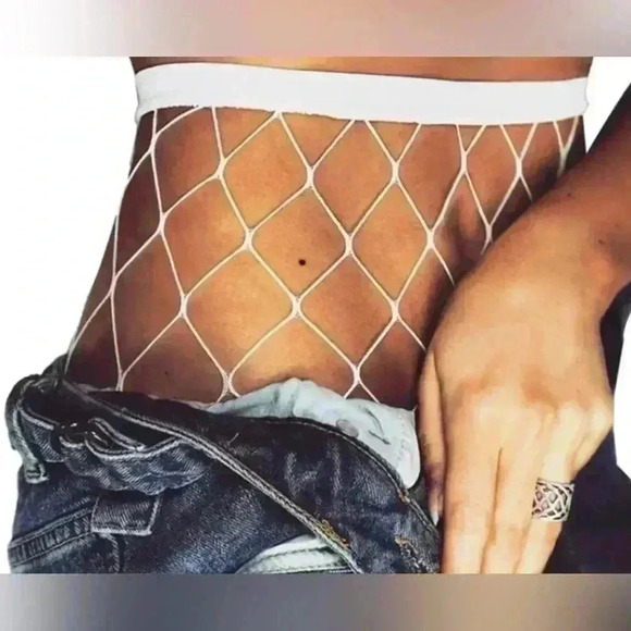 🆕White Large Mesh  Fishnets - Picture 2 of 14